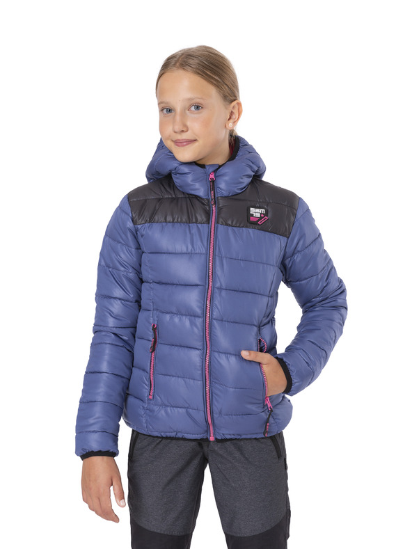 Sam 73 Črno-modra dekliška prešita zimska bunda s kapuco SAM 73 Eloise