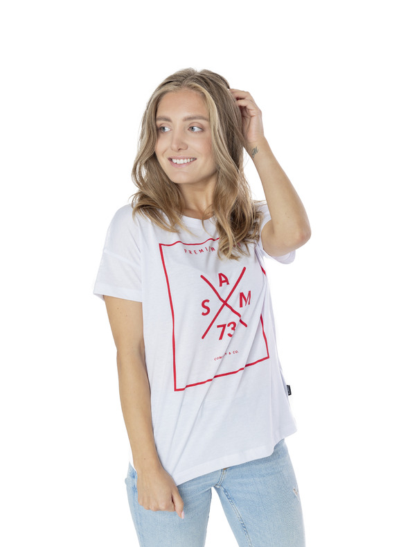 Sam 73 Bela ženska majica s potiskom SAM 73