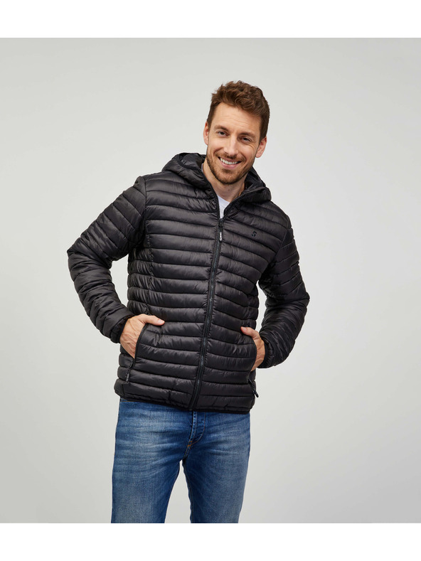 Sam 73 Črna moška prešita jakna s kapuco SAM 73 Edmund