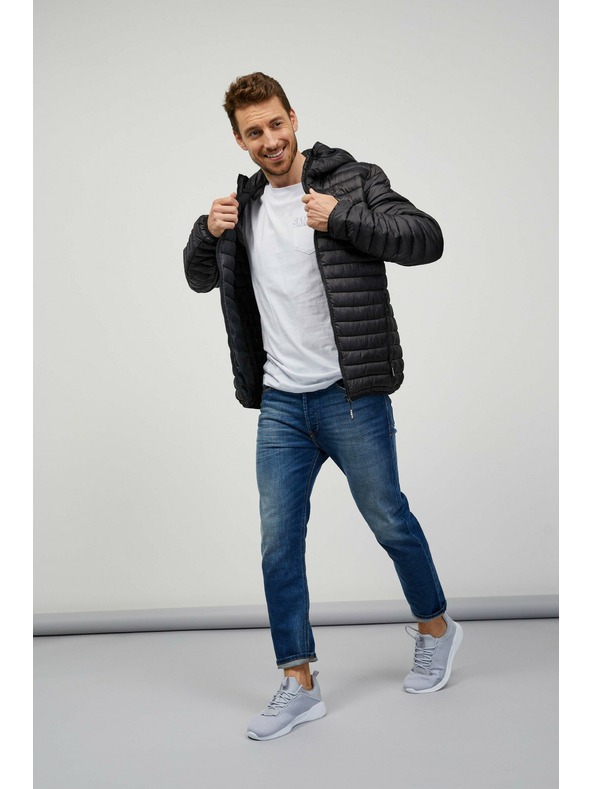 Sam 73 Črna moška prešita jakna s kapuco SAM 73 Edmund