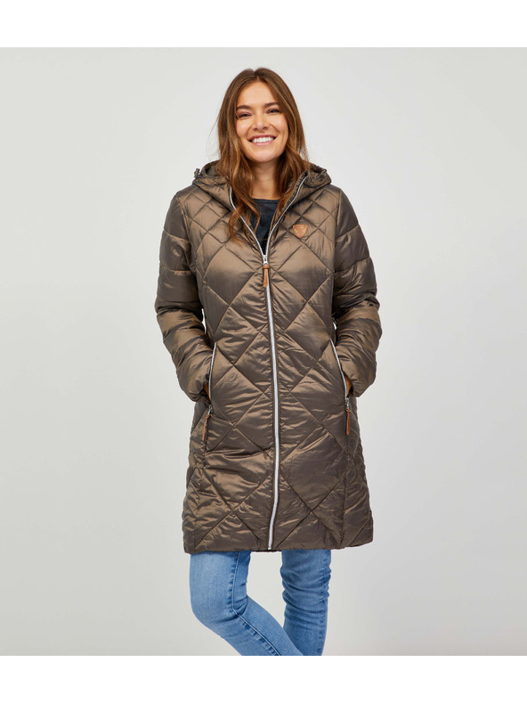 Sam 73 Rjava ženska prešita jakna s kapuco Sam 73