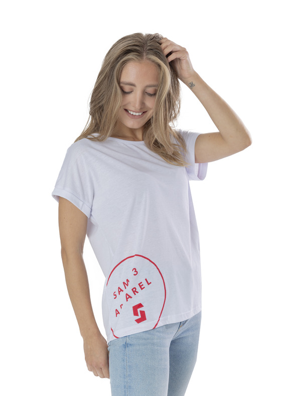 Sam 73 Bela ženska majica s potiskom SAM 73