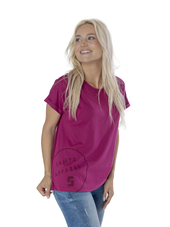 Sam 73 Temno roza ženska majica s potiskom SAM 73