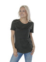 Sam 73 Črno-zelena ženska črtasta majica SAM 73