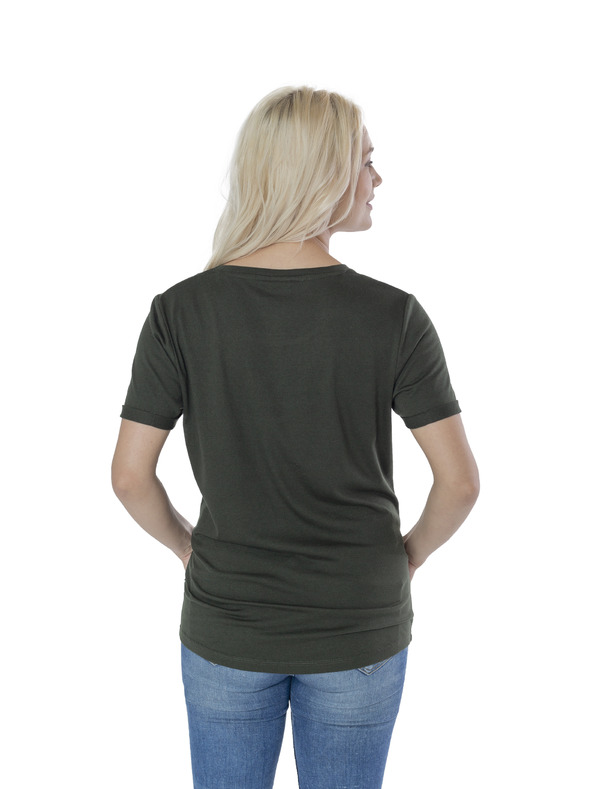 Sam 73 Črno-zelena ženska črtasta majica SAM 73