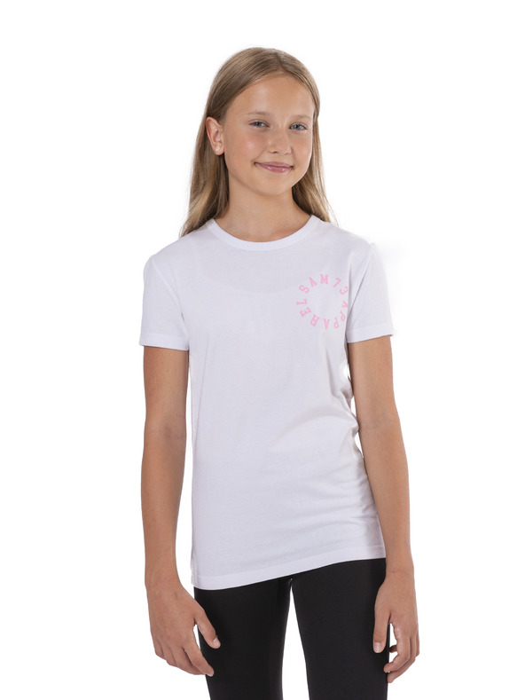 Sam 73 Bela dekliška majica s potiskom SAM 73