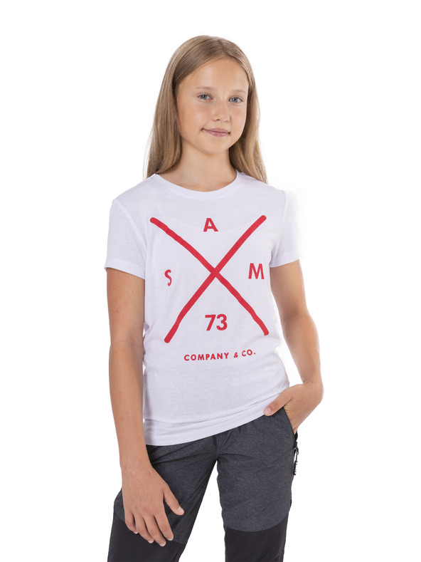Sam 73 Bela dekliška majica s potiskom SAM 73