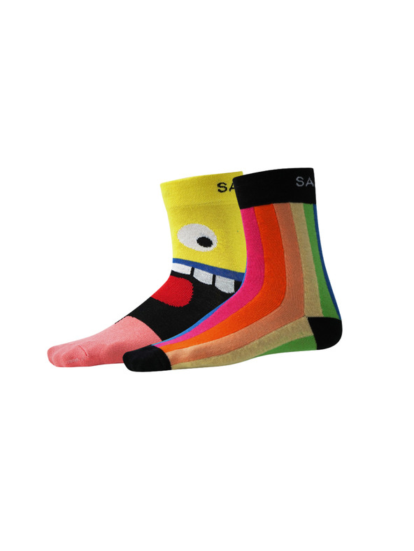 Sam 73 Komplet dveh parov vzorčastih nogavic v rdeči in rumeni barvi SAM 73 Elquis