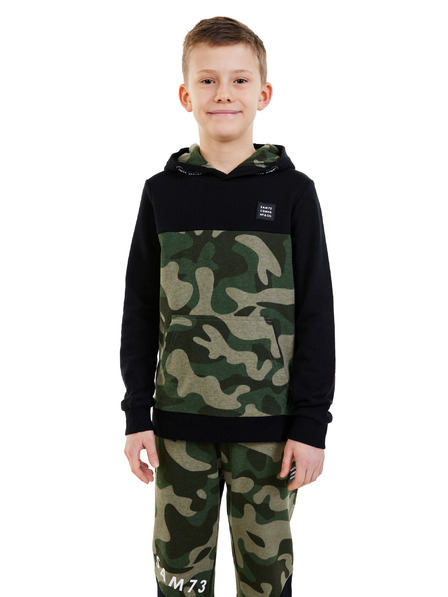 Sam 73 Črna fantovska vzorčasta jopa s kapuco SAM 73 Danny