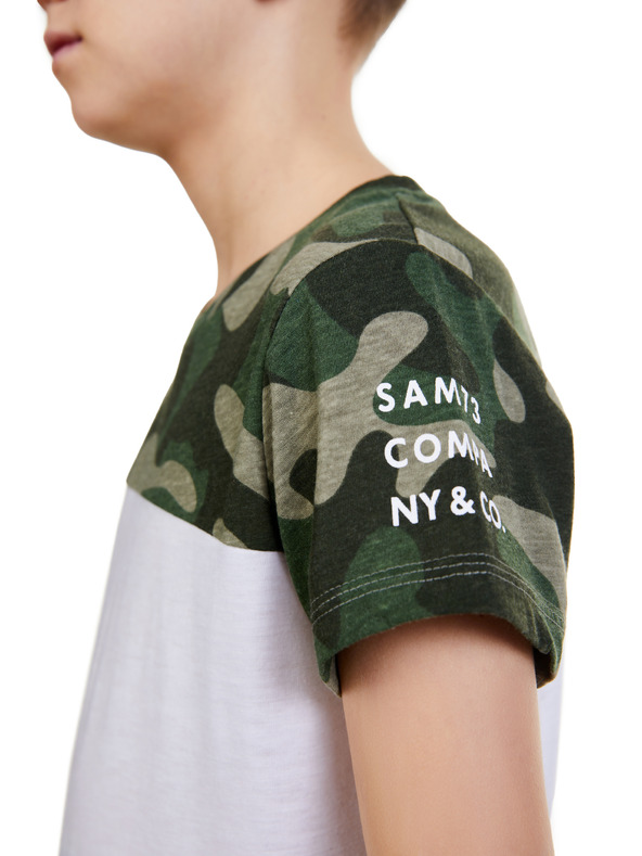 Sam 73 Bela in kaki fantovska vzorčasta majica SAM 73 Moses