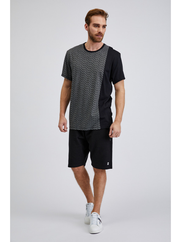 Sam 73 Črna moška vzorčasta majica SAM 73 Paul