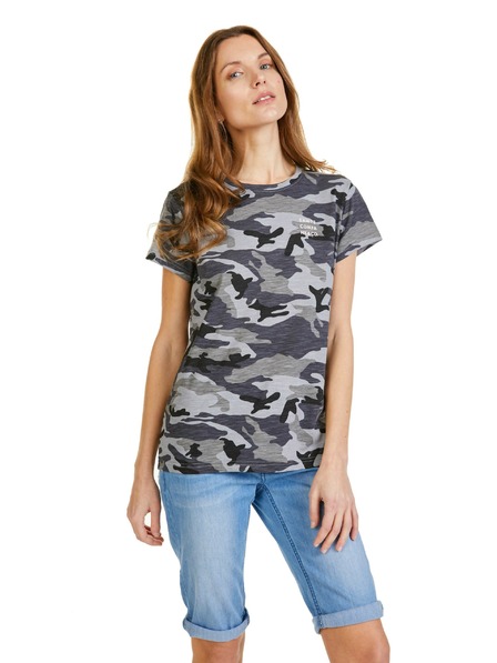 Sam 73 Temno siva ženska majica z vzorcem SAM 73 Nora