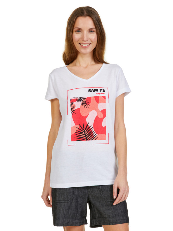 Sam 73 Bela ženska majica s potiskom SAM 73 Ilda