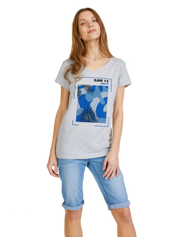 Sam 73 Siva ženska majica s potiskom SAM 73 Ilda