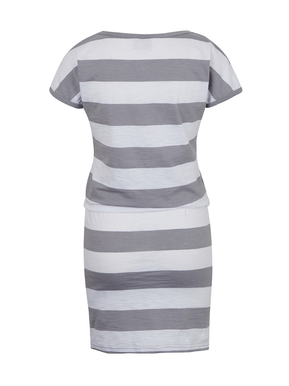 Sam 73 Bela in siva kratka črtasta ženska obleka SAM 73 Matilda