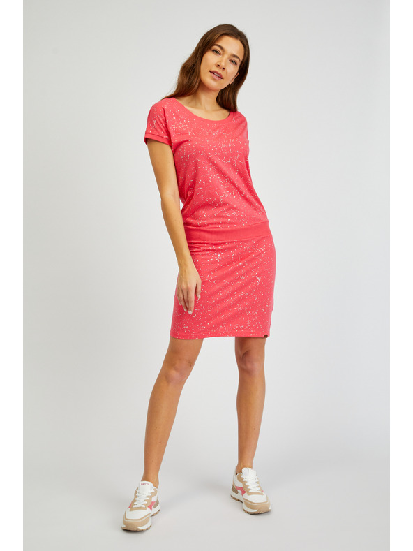 Sam 73 Temno roza ženska vzorčasta obleka SAM 73 Nika