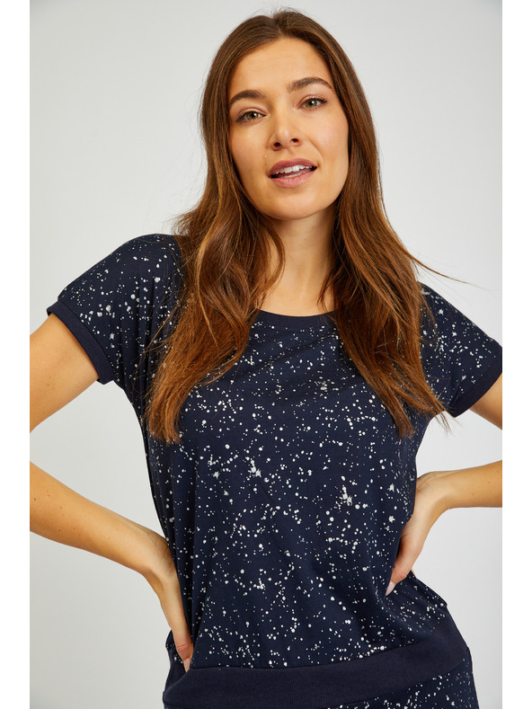 Sam 73 Temno modra ženska vzorčasta obleka SAM 73 Nika