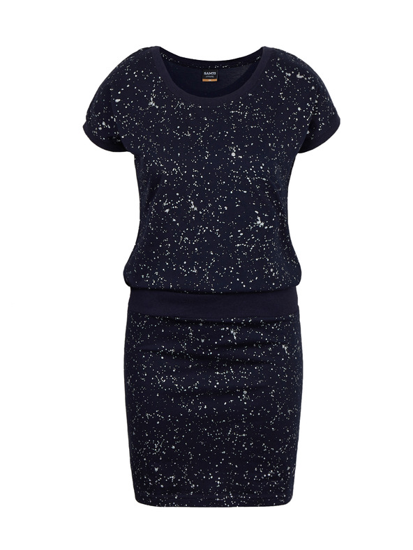 Sam 73 Temno modra ženska vzorčasta obleka SAM 73 Nika