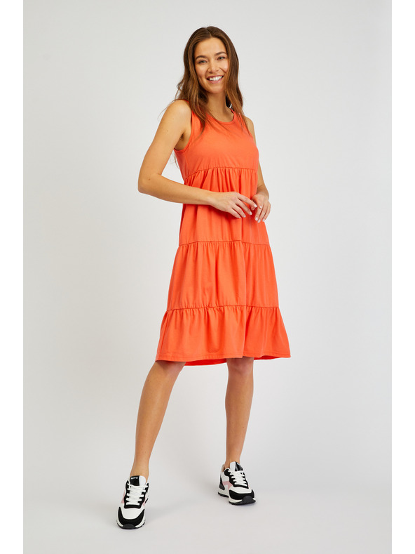 Sam 73 Oranžna ženska poletna obleka z volanom SAM 73 Chantal
