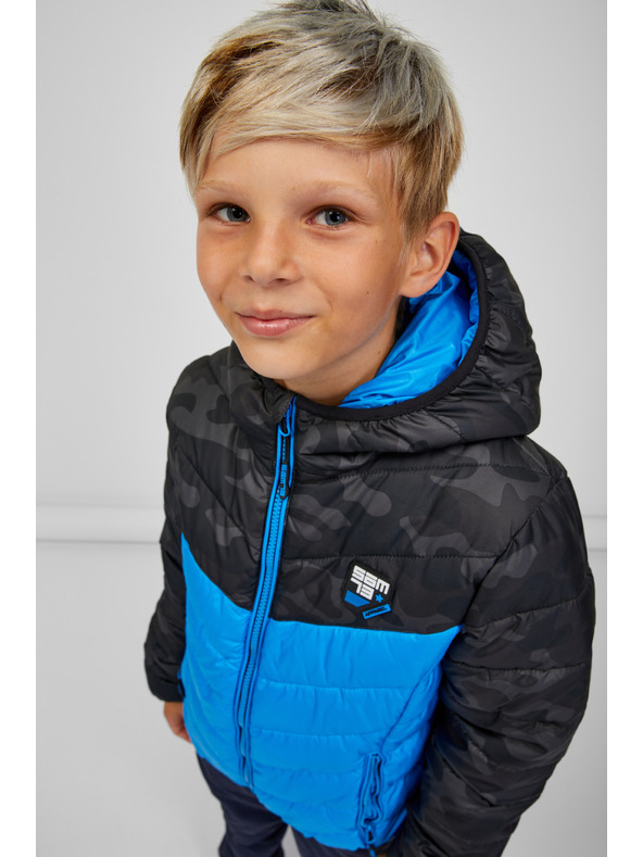 Sam 73 Črno-modra fantovska prešita jakna s kapuco SAM 73 Jerry