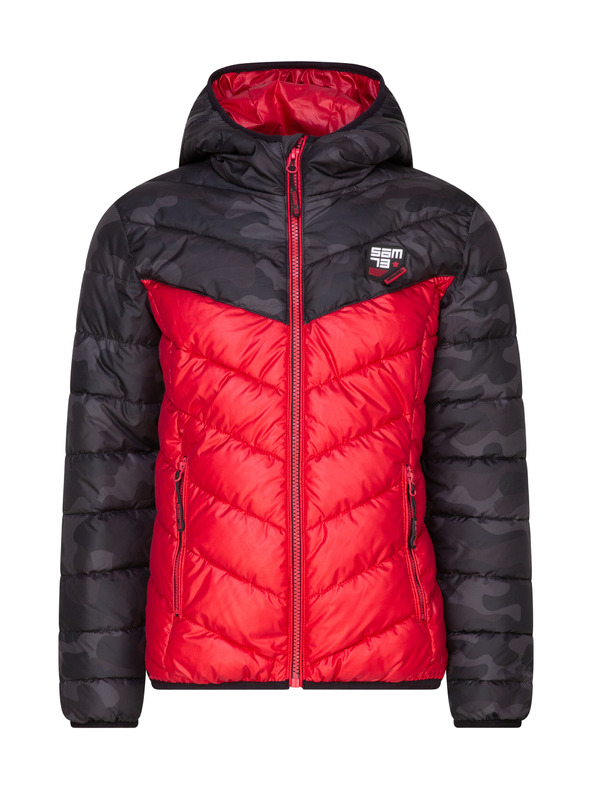 Sam 73 Črno-rdeča fantovska prešita jakna s kapuco SAM 73 Jerry