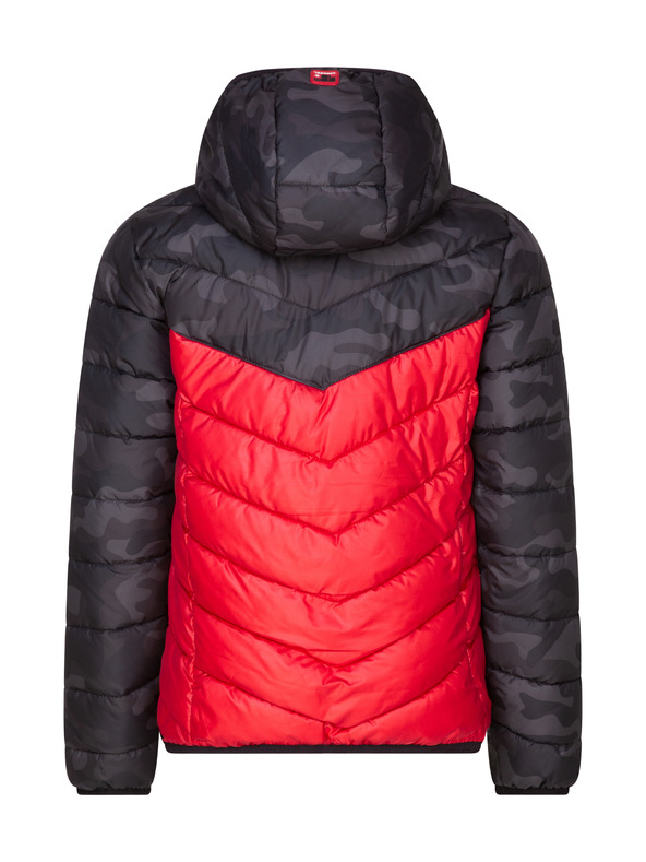 Sam 73 Črno-rdeča fantovska prešita jakna s kapuco SAM 73 Jerry