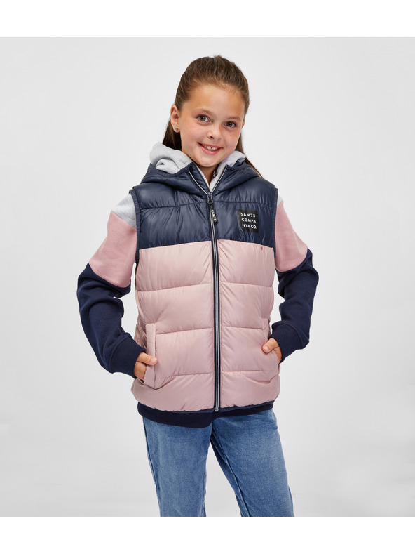 Sam 73 Modro-rožnati dekliški prešiti telovnik s kapuco SAM 73 Jifunza