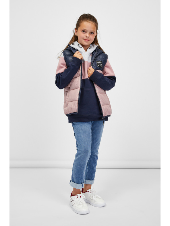 Sam 73 Modro-rožnati dekliški prešiti telovnik s kapuco SAM 73 Jifunza