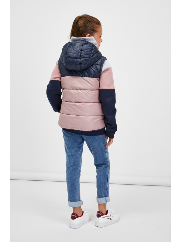 Sam 73 Modro-rožnati dekliški prešiti telovnik s kapuco SAM 73 Jifunza