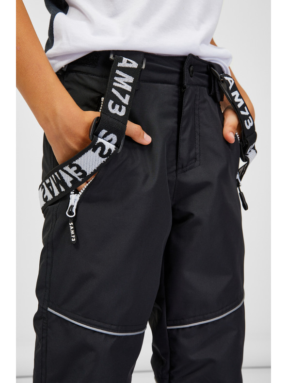 Sam 73 Črne otroške hlače z naramnicami SAM 73 Casia