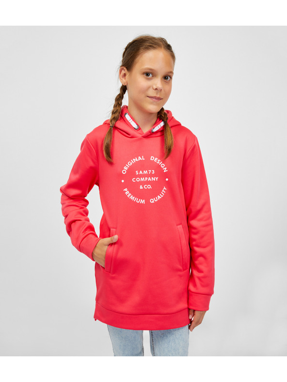 Sam 73 Temno roza dekliška podaljšana jopa s kapuco SAM 73 Sabina