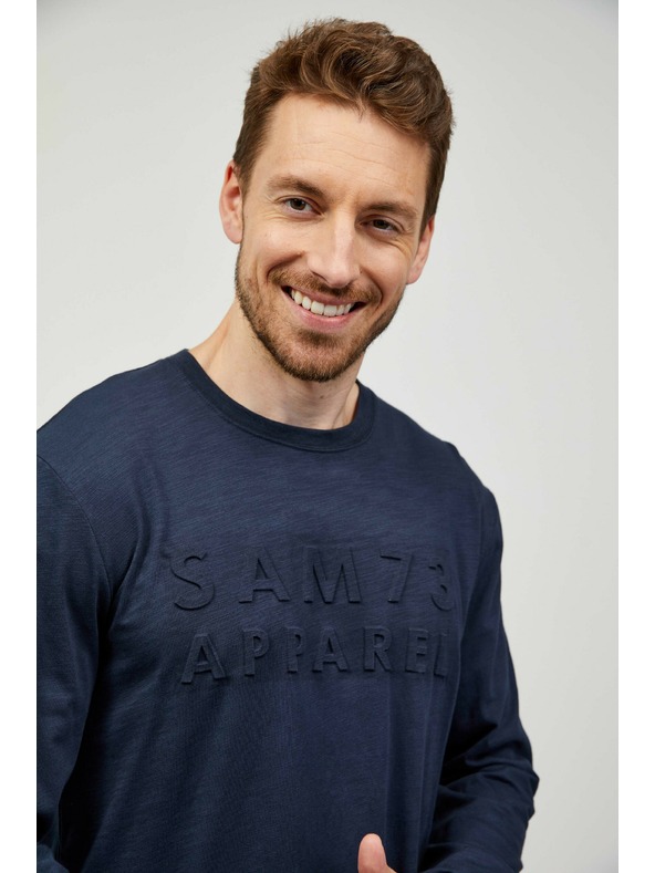 Sam 73 Temno modra moška majica z dolgimi rokavi SAM 73 Mindart