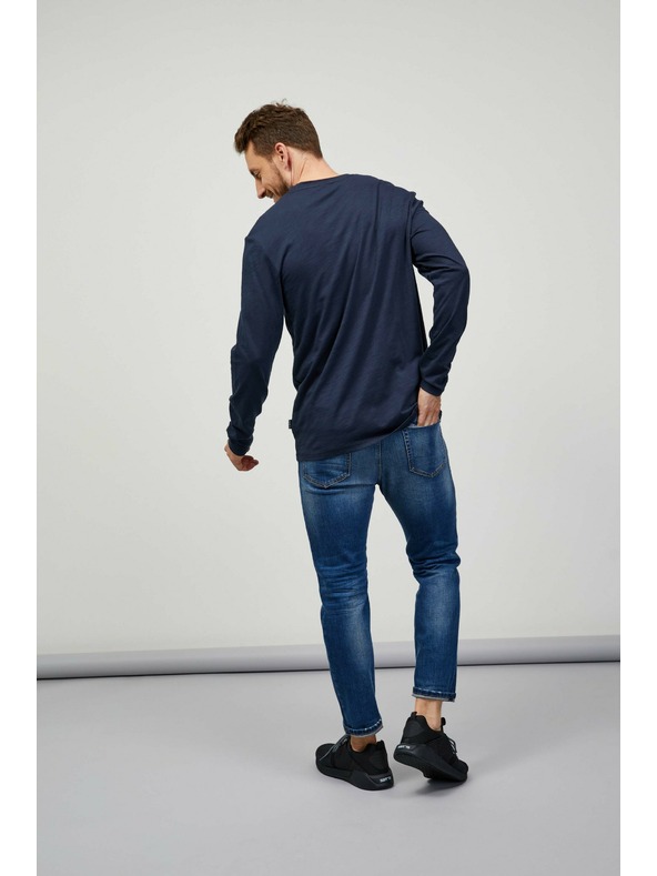 Sam 73 Temno modra moška majica z dolgimi rokavi SAM 73 Mindart