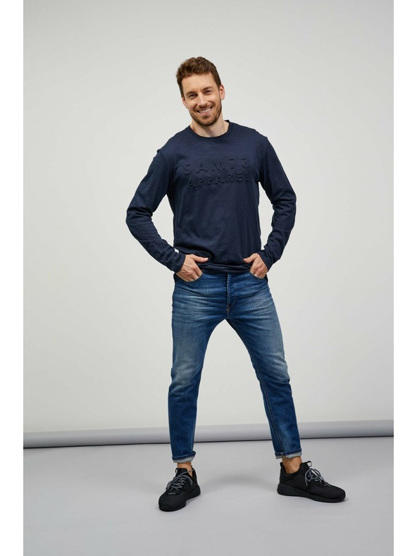 Sam 73 Temno modra moška majica z dolgimi rokavi SAM 73 Mindart