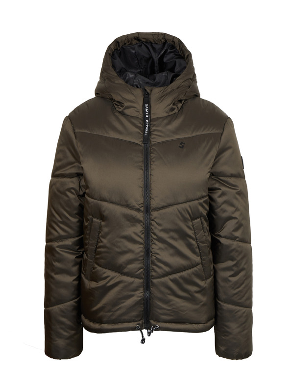 Sam 73 Temno zelena ženska prešita zimska jakna s kapuco SAM 73 Gede