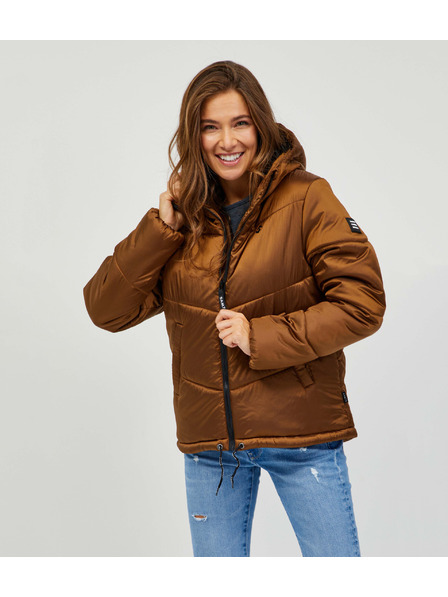 Sam 73 Rjava ženska prešita zimska jakna s kapuco SAM 73 Gede