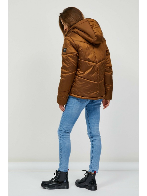 Sam 73 Rjava ženska prešita zimska jakna s kapuco SAM 73 Gede