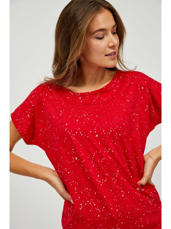 Sam 73 Rdeča ženska vzorčasta majica SAM 73 Heqa