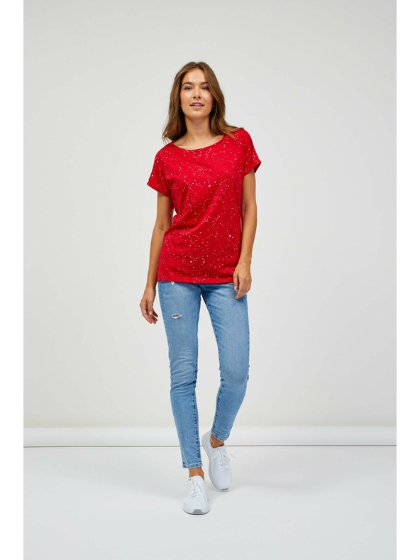 Sam 73 Rdeča ženska vzorčasta majica SAM 73 Heqa