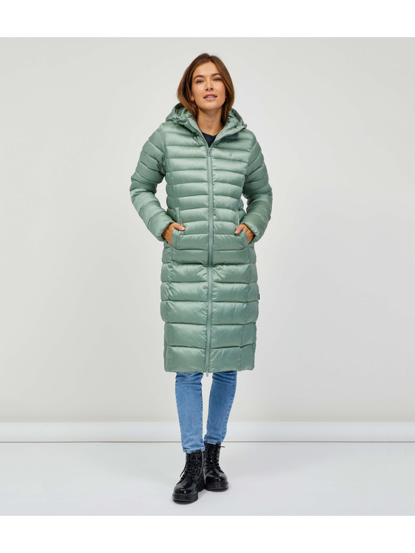 Sam 73 Svetlozelen prešivan ženski plašč s kapuco SAM 73 Kumi