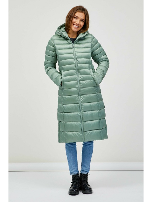 Sam 73 Svetlozelen prešivan ženski plašč s kapuco SAM 73 Kumi