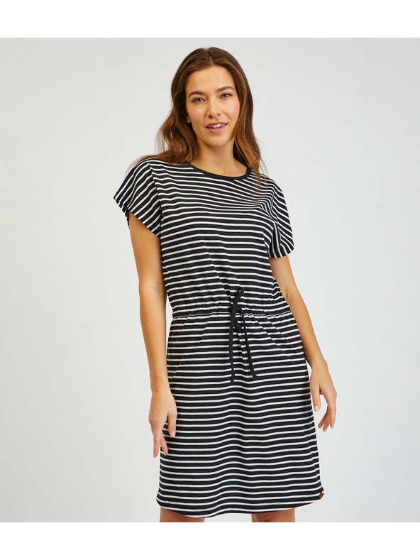 Sam 73 Bela in črna črtasta ženska obleka SAM73 Sagitta