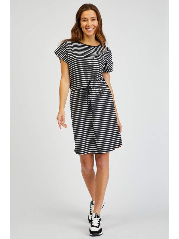 Sam 73 Bela in črna črtasta ženska obleka SAM73 Sagitta