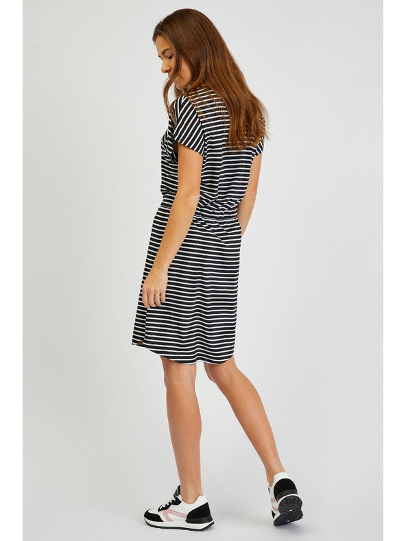 Sam 73 Bela in črna črtasta ženska obleka SAM73 Sagitta