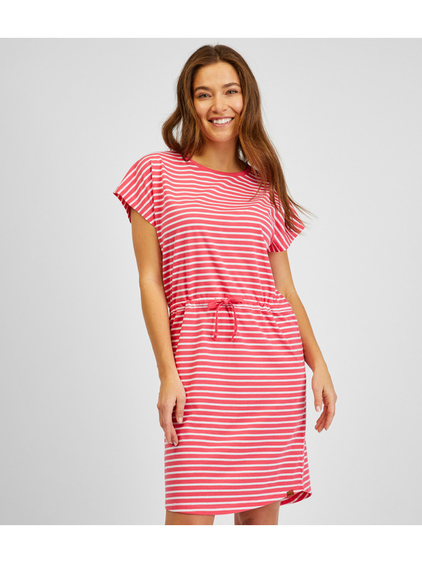 Sam 73 Bela in rdeča ženska črtasta obleka SAM73 Sagitta