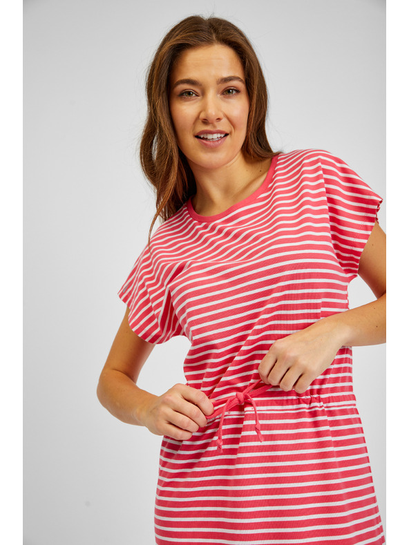 Sam 73 Bela in rdeča ženska črtasta obleka SAM73 Sagitta