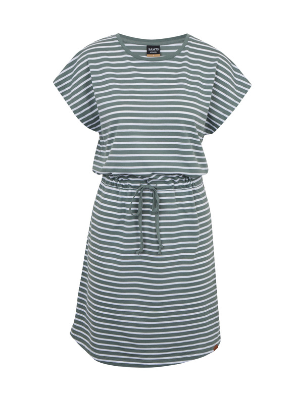 Sam 73 Bela in zelena črtasta ženska obleka s kravato SAM73 Sagitta