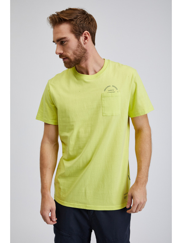 Sam 73 Rumena moška bombažna majica z žepom SAM73 Fenaklid