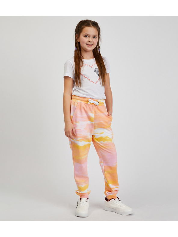 Sam 73 Roza in oranžne dekliške hlače z vzorcem SAM73 Jargon
