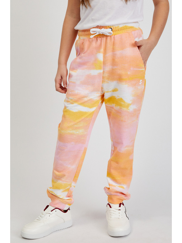 Sam 73 Roza in oranžne dekliške hlače z vzorcem SAM73 Jargon